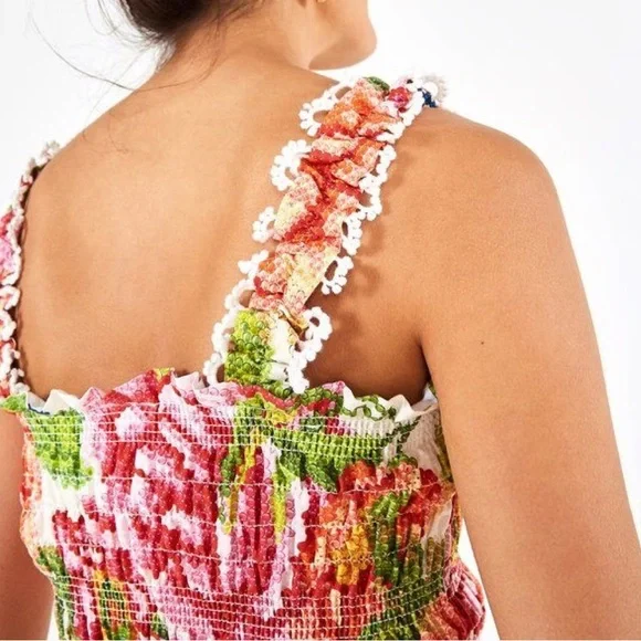 NWT FARM RIO Vintage Floral Smocked Cami Top | S - Picture 2 of 9